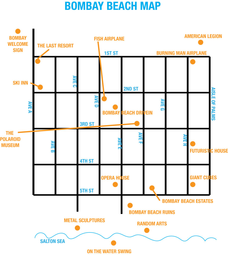 Map of things to see in Bombay Beach