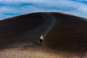 girl walking up the Inferno Cone trail