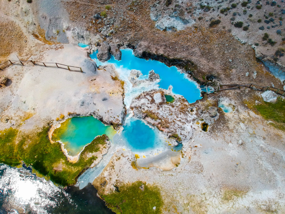 Hot Creek Geological Site drone view