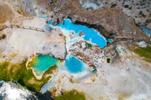 Hot Creek Geological Site drone view