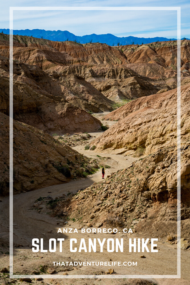 Slot Canyon Hike in Anza Borrego State Park, CA Pin 1