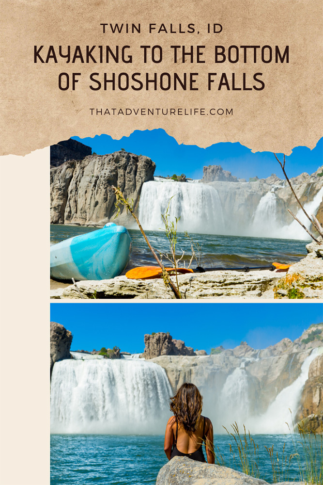 Kayaking to the bottom of Shoshone Falls in Twin Falls, Idaho Pin 3