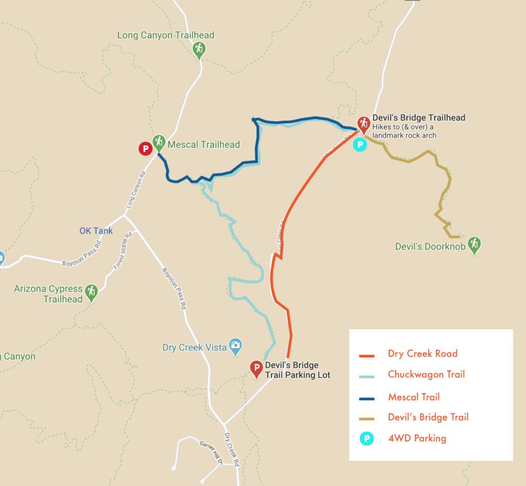 Devil's Bridge trail map, Sedona Arizona