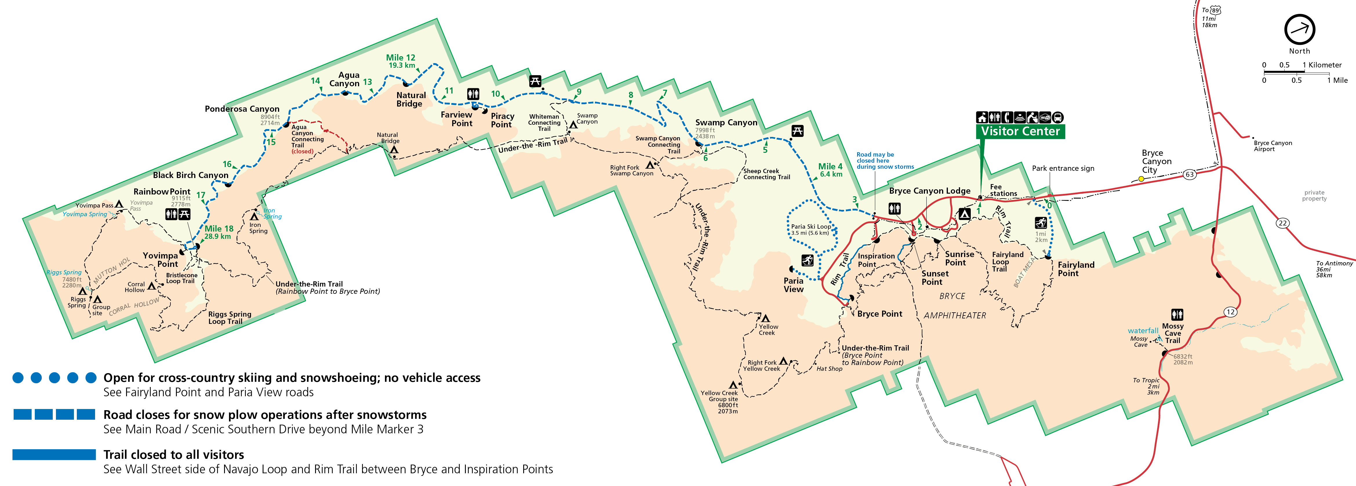 Bryce Canyon National Park Winter Map