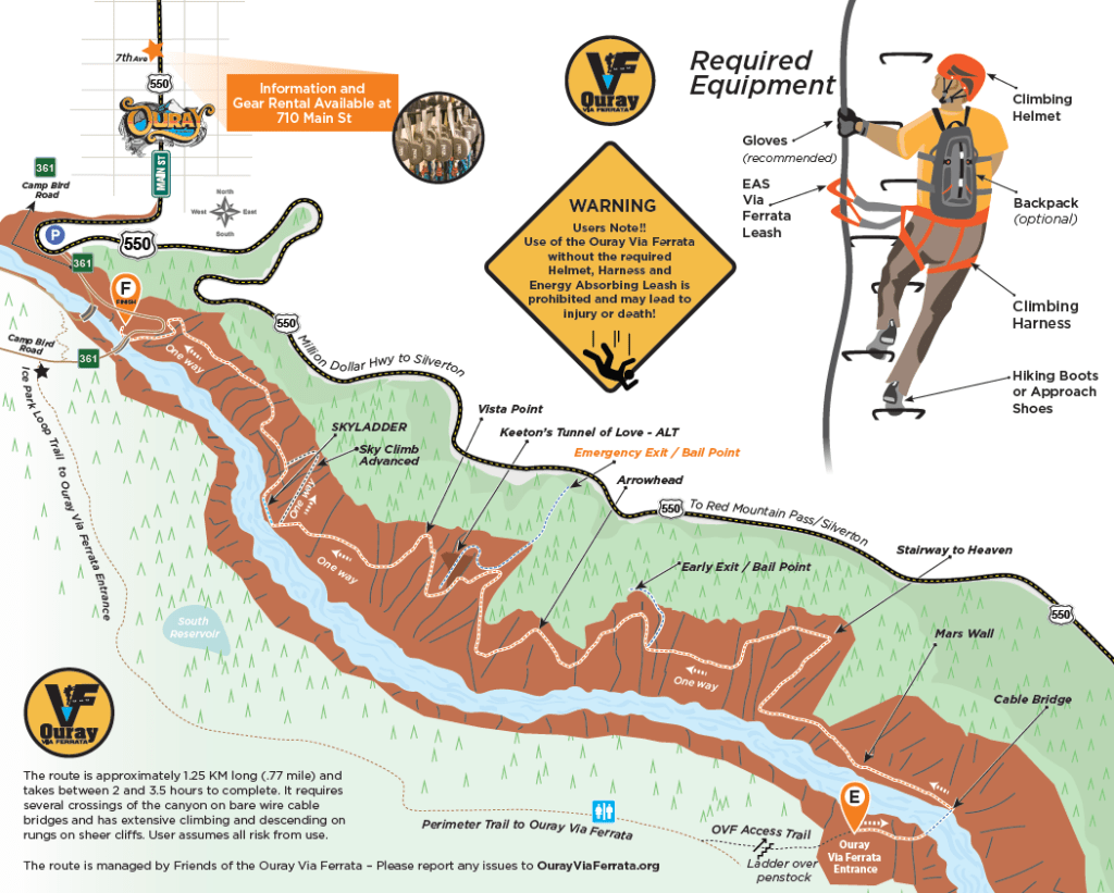 Ouray Via Ferrata Route Map