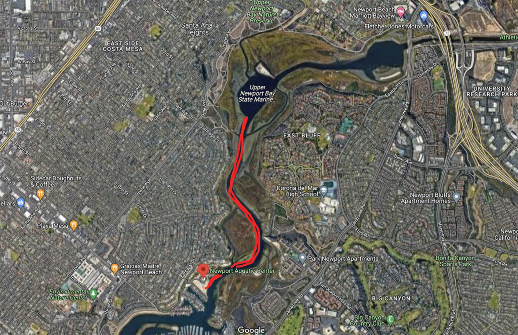 Map for Nature Preserve Route for kayaking at Newport Bay | Newport Beach, CA