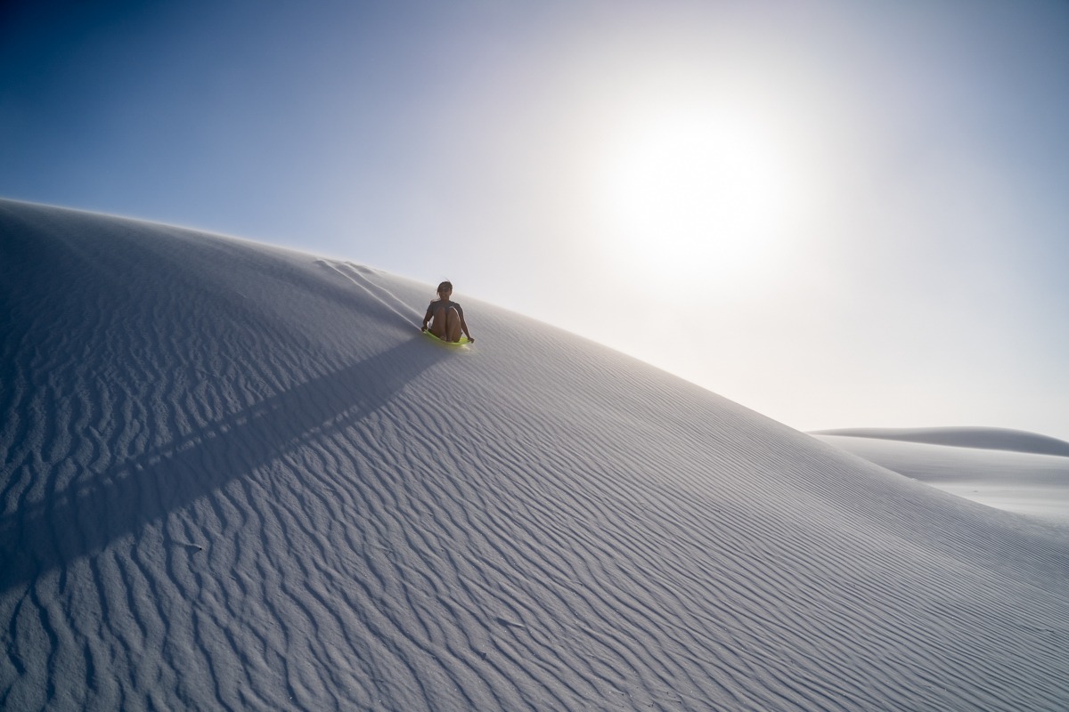 Sand sledding at White Sands National Park