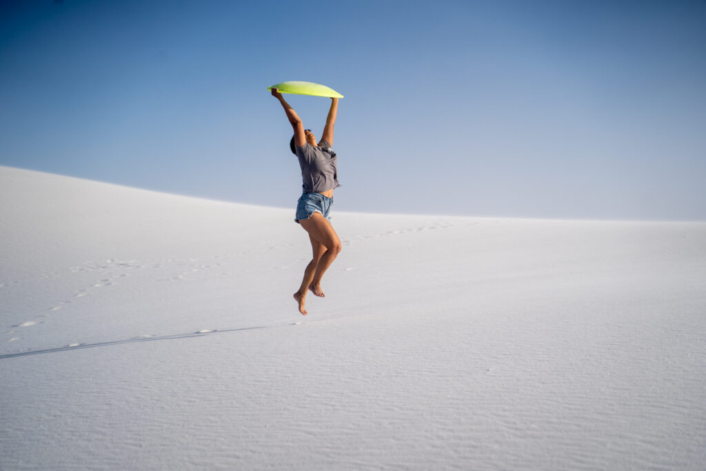 Sand sledding at White Sands National Park