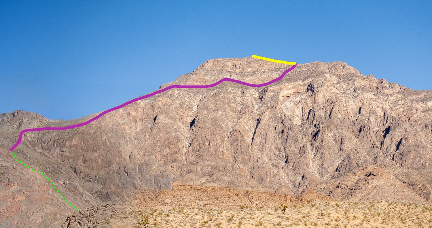 Map for Moapa Peak Trail near Las Vegas, Nevada