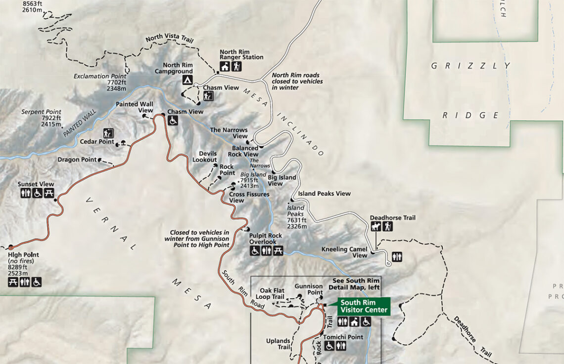 South Rim Map South Rim Road, Best Way to Visit Black Canyon of Gunnison NP - Live ...