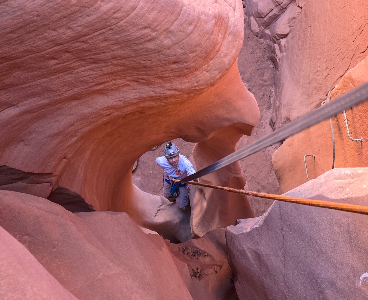 Rappel in First Via Ferrata Ever in a Slot Canyon! Antelope Ridge Adventure Park in Page, AZ