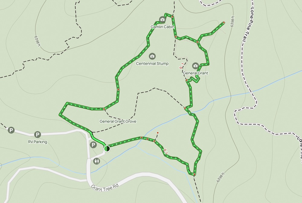 Trail Map for General Grant Tree in Kings Canyon National Park