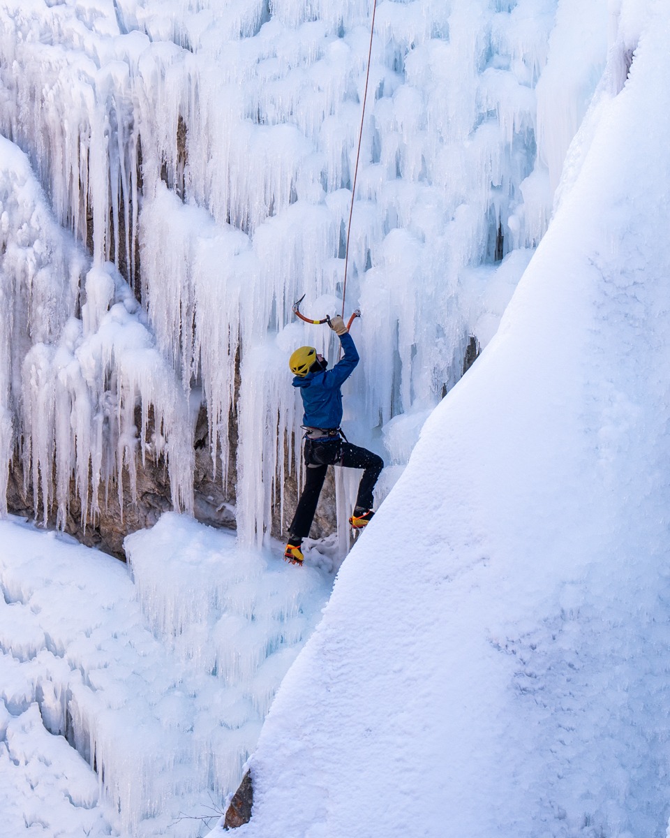 Ice climbing at Ouray Ice Park, Colorado