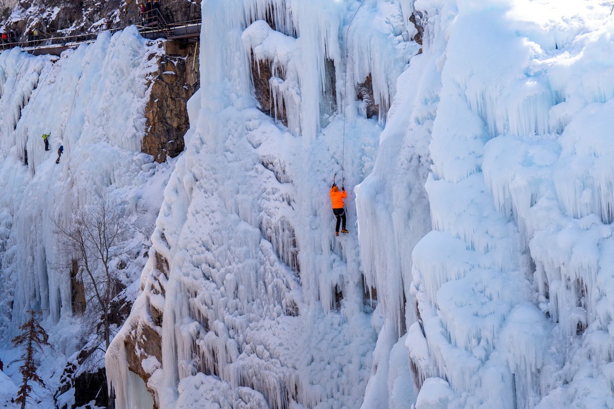 Ice climbing at Ouray Ice Park, Colorado