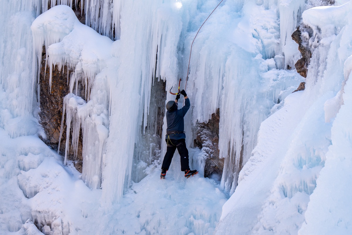 Ice climbing at Ouray Ice Park, Colorado