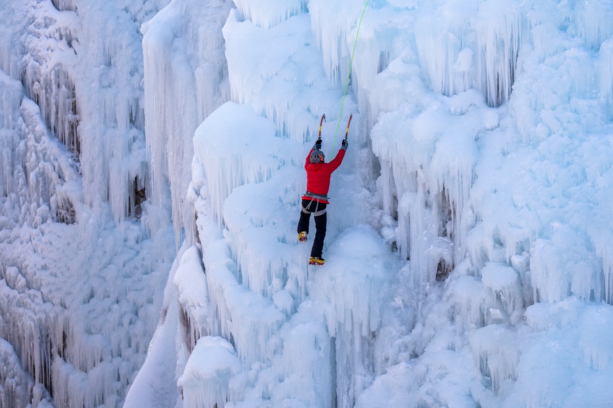 Ice climbing at Ouray Ice Park, Colorado