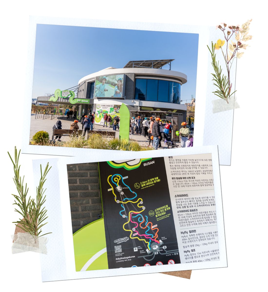 Ticket area and route maps for Busan Skyline Luge, Busan, Korea